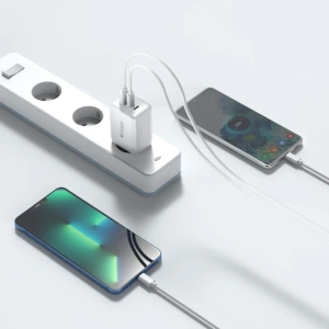 Hurtownia GSM - Síťová nabíječka Tech-Protect C65W 3-portová nabíječka PD 65W QC 3.0 bílá - THP2052 - {ean13} - Hurt