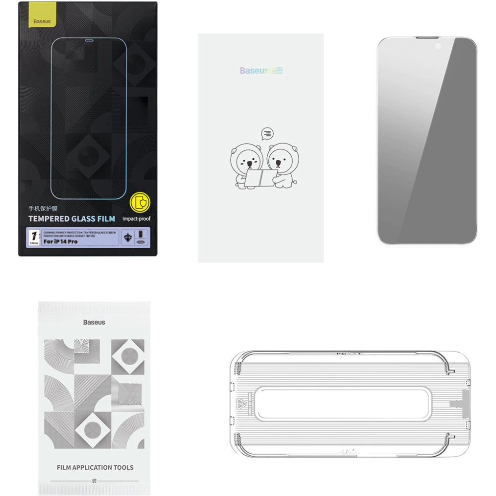 Hurtownia GSM - Gehärtetes Glas Baseus 0.4mm Privacy Apple iPhone 14 Pro mit Staubfilter - BSU4331 - {ean13} - Hurt