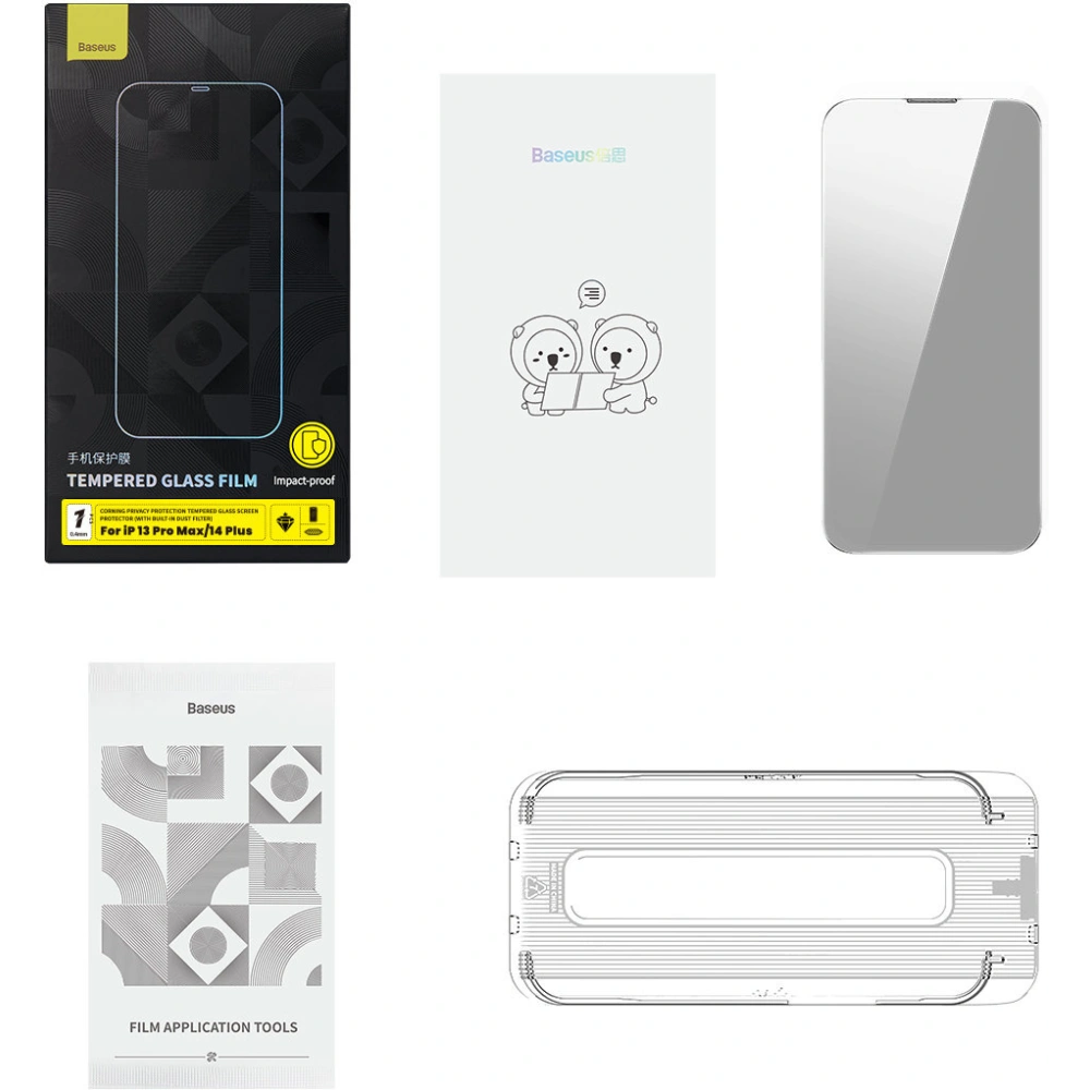 Hurtownia GSM - Gehärtetes Glas Baseus 0.4mm Privacy Apple iPhone iPhone 14 Plus / 15 Plus mit Staubschutzfilter - BSU4332 - {ean13} - Hurt