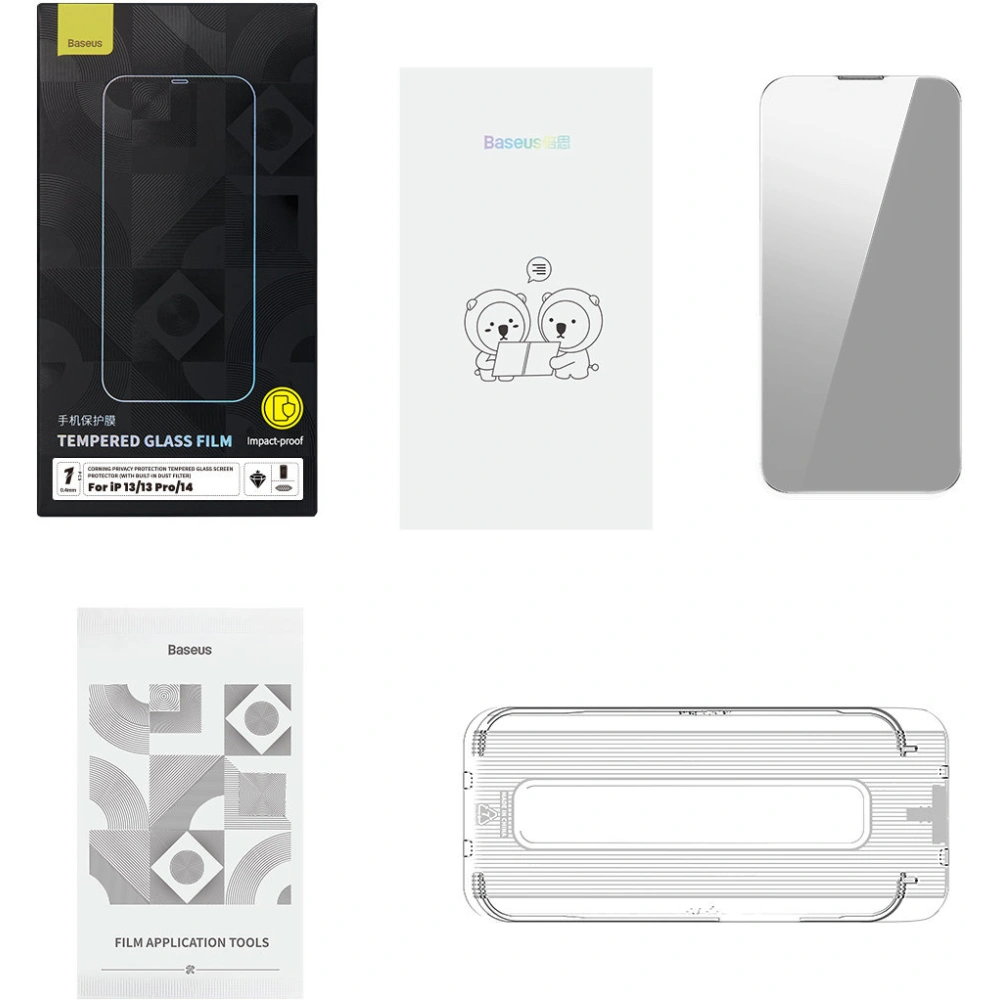 Hurtownia GSM - Sklo tvrzené Baseus 0.4mm Privacy Apple iPhone 14/13/13 Pro s filtrem proti prachu - BSU4333 - {ean13} - Hurt