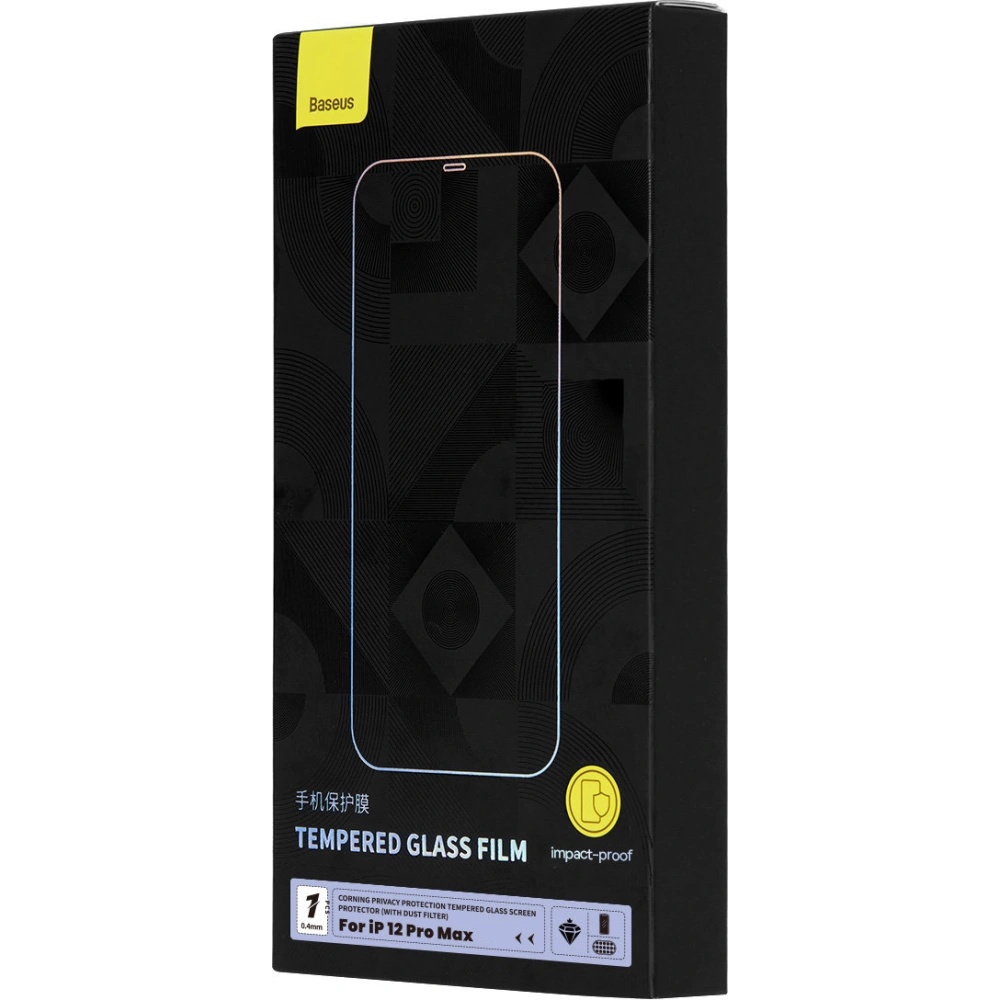 Hurtownia GSM - Szkło hartowane Baseus 0.4mm Privacy Apple iPhone 12 Pro Max z filtrem przeciwpyłowym - BSU4334 - {ean13} - Hurt
