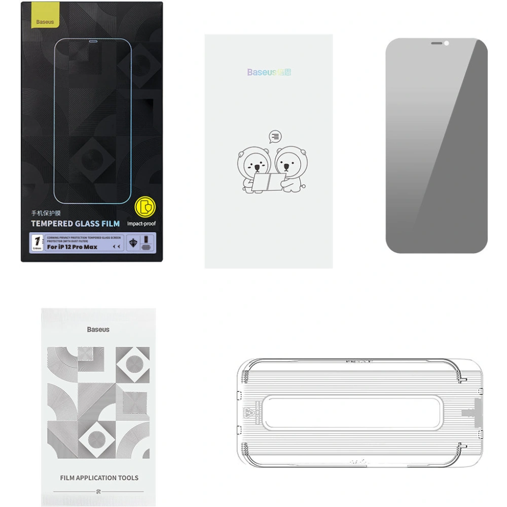 Hurtownia GSM - Tvrzené sklo Baseus 0.4mm Privacy Apple iPhone 12 Pro Max s filtrem proti prachu - BSU4334 - {ean13} - Hurt