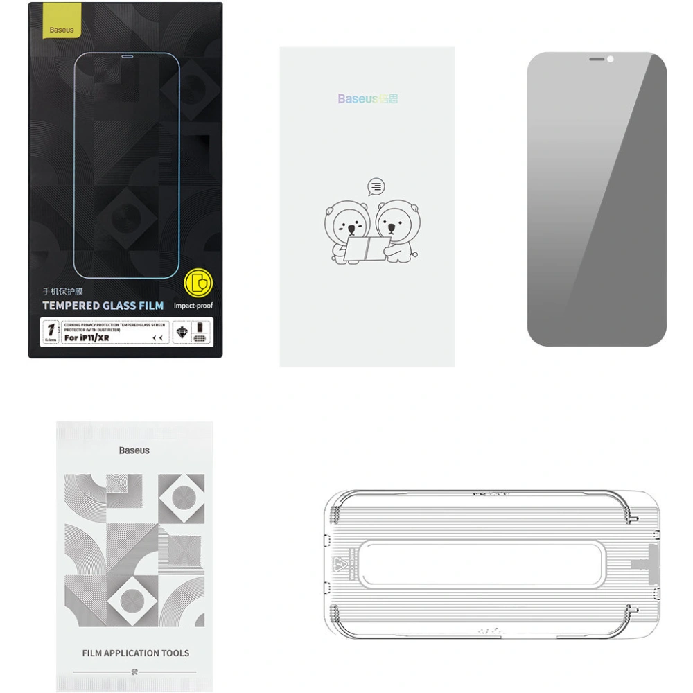 Hurtownia GSM - Sticlă securizată Baseus 0.4mm Privacy Apple iPhone 11/XR cu filtru antipraf - BSU4335 - {ean13} - Hurt