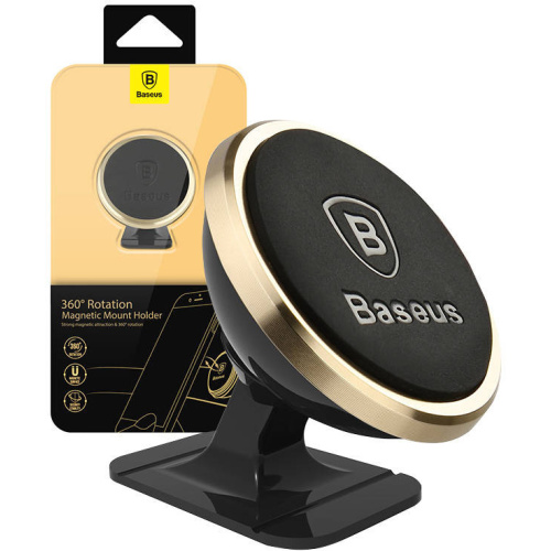 Baseus Distributor - 6932172627041 - BSU4337 - Baseus 360-degree Rotation Magnetic Car Mount Holder (gold) - B2B homescreen