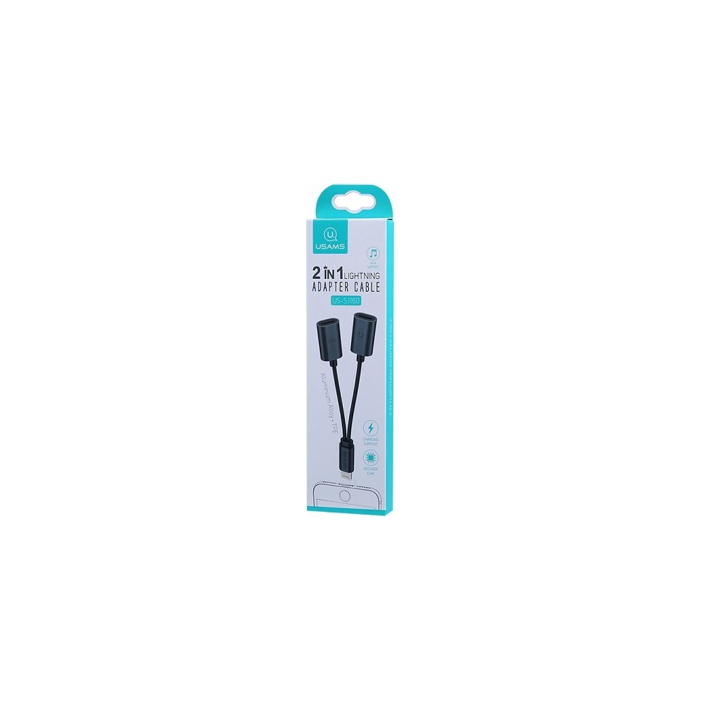Hurtownia GSM - Adaptér USAMS US-SJ160 2w1 Lightning černý/black - USA981 - {ean13} - Hurt