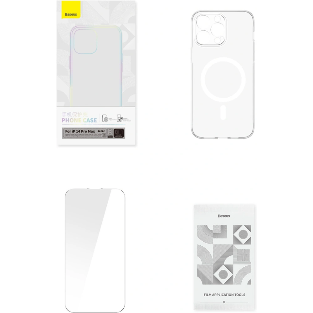 Hurtownia GSM - Etui + sklo Baseus Crystal Case MagSafe Apple iPhone 14 Pro Max průhledné - BSU4340 - {ean13} - Hurt