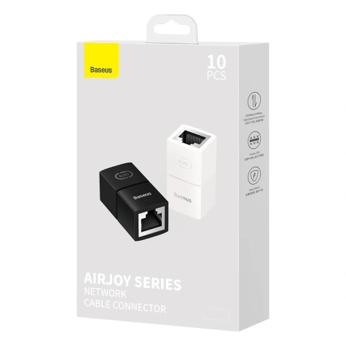 Złączka sieciowa łącznik kabli Ethernet RJ-45 Baseus AirJoy Series czarna [10 PACK]