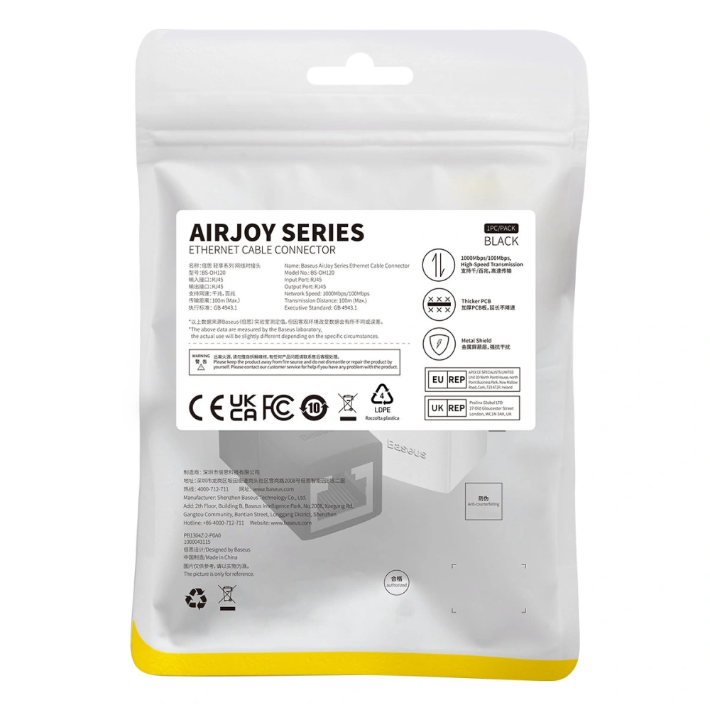 Hurtownia GSM - Hálózati csatlakozó Ethernet RJ-45 kábel csatlakozó Baseus AirJoy Sorozat fekete - BSU4344 - {ean13} - Hurt