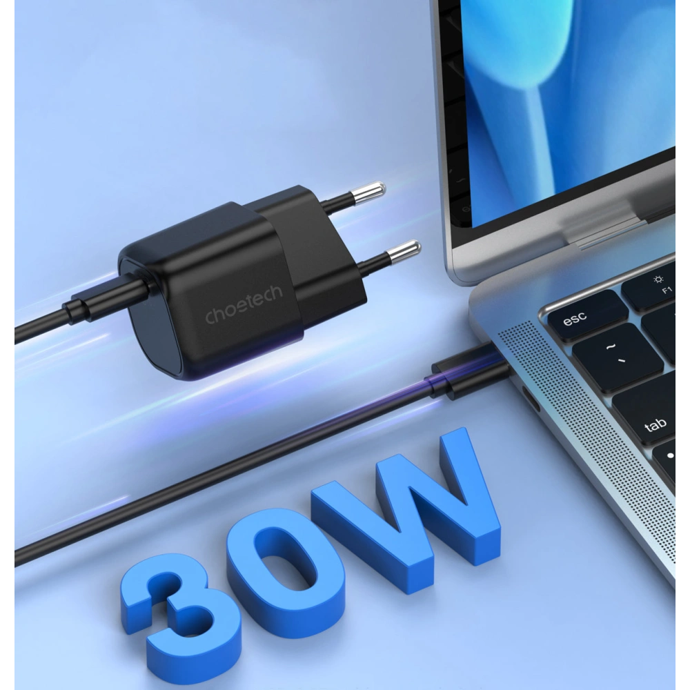 Hurtownia GSM - Încărcătorul de rețea Choetech PD5007 GaN USB-C PD 30W negru - CHT126 - {ean13} - Hurt