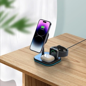 Hurtownia GSM - Vezeték nélküli töltő Tech-Protect QI15W-A27 3in1 Magnetic MagSafe vezeték nélküli töltő fekete - THP2054 - {ean13} - Hurt