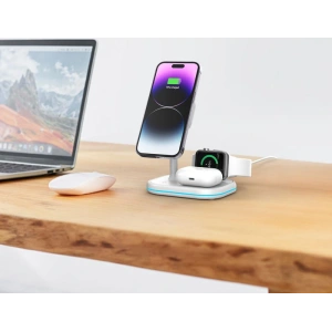 Hurtownia GSM - Ładowarka bezprzewodowa Tech-Protect QI15W-A27 3in1 Magnetic MagSafe Wireless Charger White - THP2055 - {ean13} - Hurt