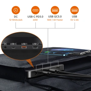 Hurtownia GSM - Solární nabíječka Choetech SC008 skládací 120W DC, USB C, 2xUSB-A černá - CHT141 - {ean13} - Hurt