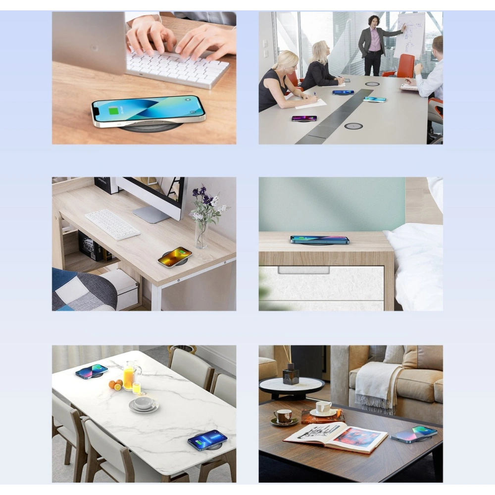 Kabellose Ladegerät unter Tisch Choetech T590-F 10W + EU-Ladegerät mit schwarzem Kabel