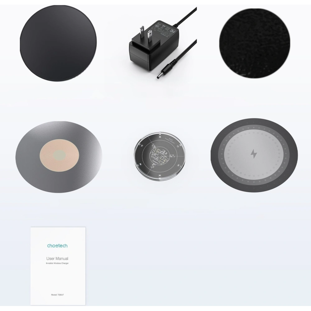 Kabellose Ladegerät unter Tisch Choetech T590-F 10W + EU-Ladegerät mit schwarzem Kabel