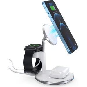 Hurtownia GSM - Încărcător magnetic fără fir Choetech T586-F MagSafe 3w1 pentru iPhone/AirPods/Apple Watch alb - CHT146 - {ean13} - Hurt