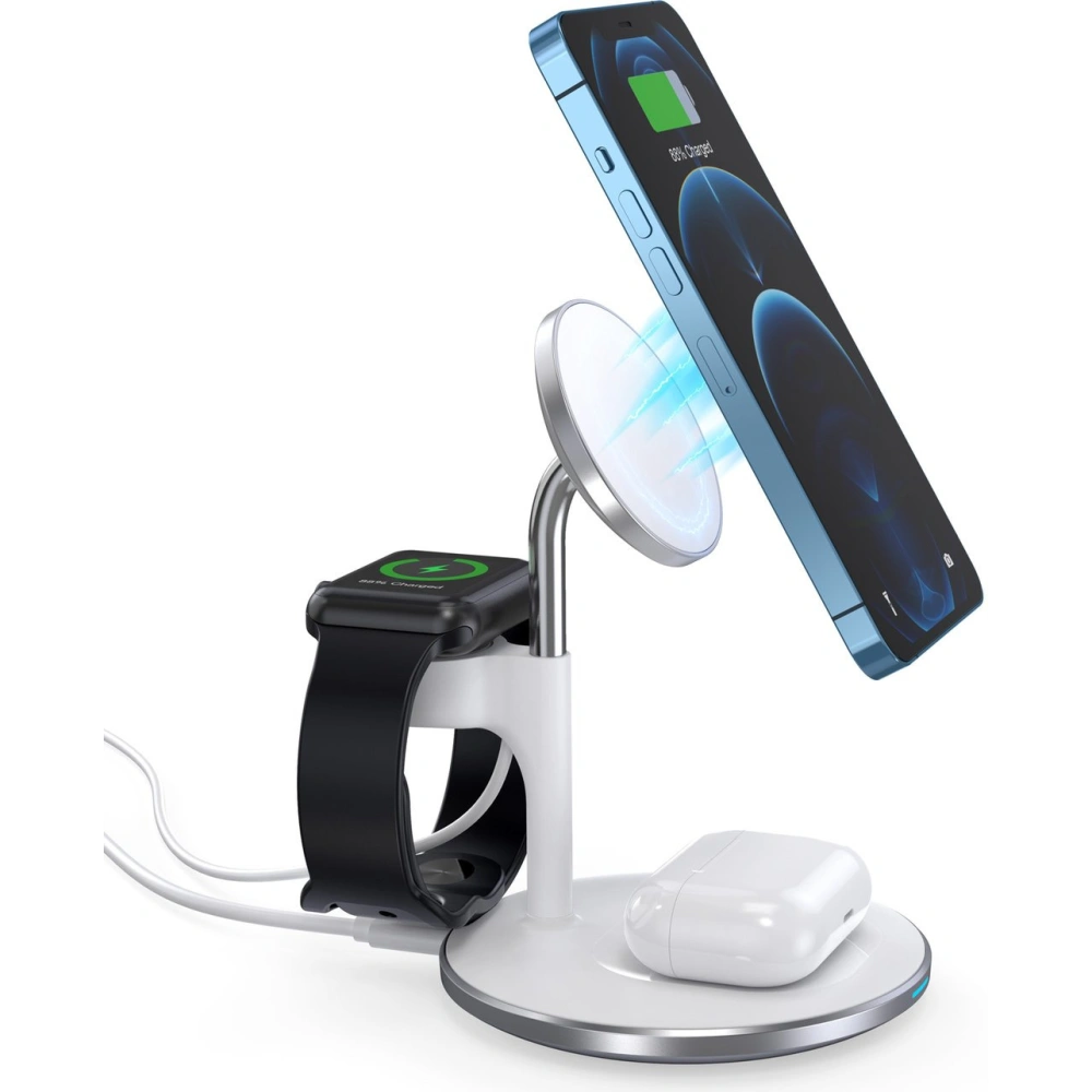 Hurtownia GSM - Bezdrátová magnetická nabíječka Choetech T586-F MagSafe 3w1 pro iPhone/AirPods/Apple Watch bílá - CHT146 - {ean13} - Hurt