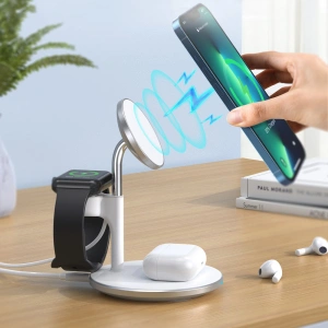 Hurtownia GSM - Încărcător magnetic fără fir Choetech T586-F MagSafe 3w1 pentru iPhone/AirPods/Apple Watch alb - CHT146 - {ean13} - Hurt