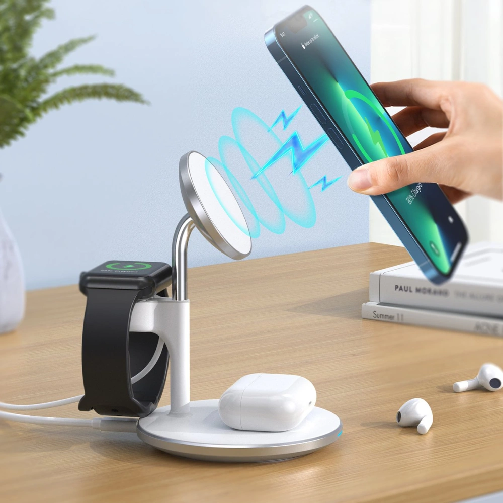 Hurtownia GSM - Bezdrátová magnetická nabíječka Choetech T586-F MagSafe 3w1 pro iPhone/AirPods/Apple Watch bílá - CHT146 - {ean13} - Hurt