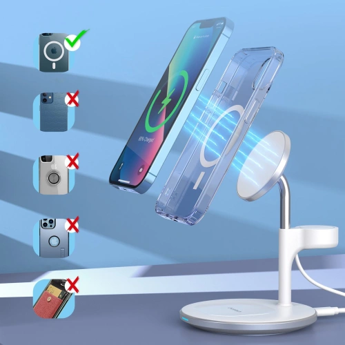 Bezprzewodowa ładowarka magnetyczna Choetech T586-F MagSafe 3w1 do iPhone/AirPods/Apple Watch biały