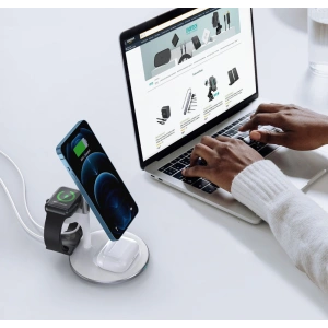 Hurtownia GSM - Încărcător magnetic fără fir Choetech T586-F MagSafe 3w1 pentru iPhone/AirPods/Apple Watch alb - CHT146 - {ean13} - Hurt