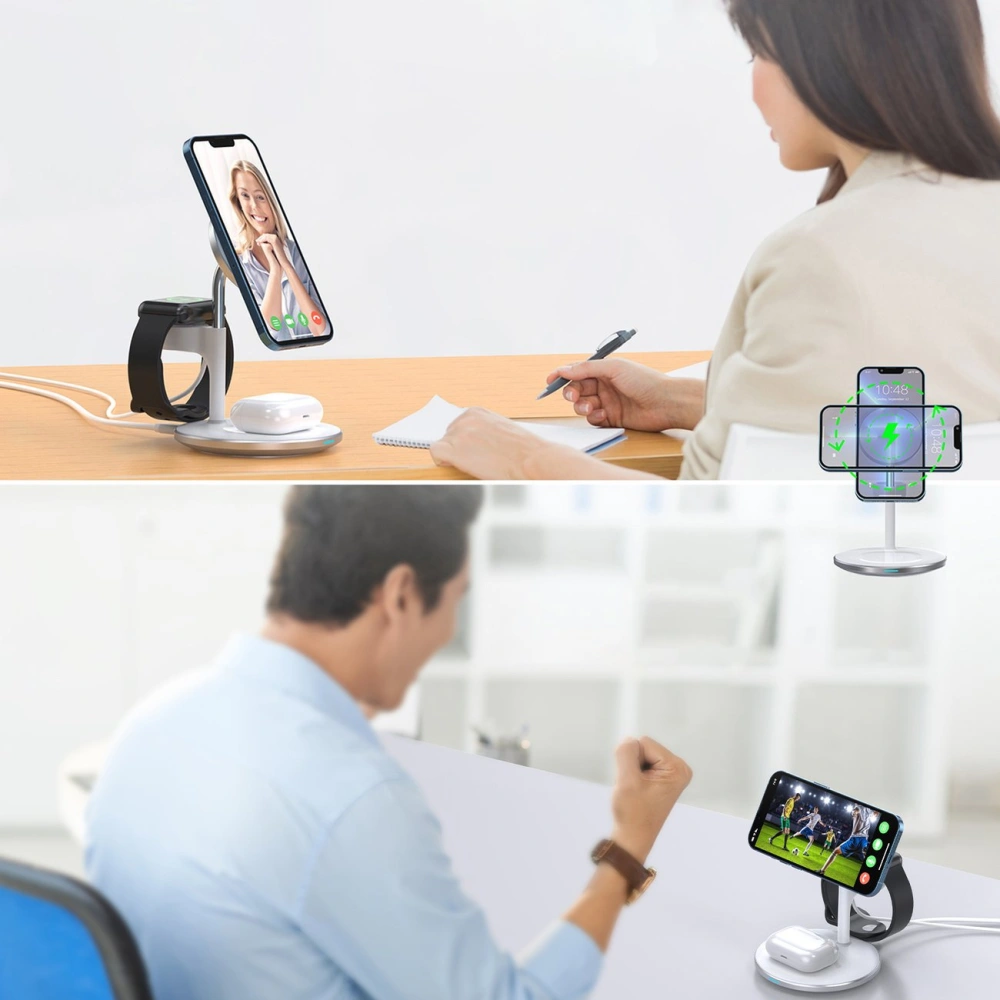 Hurtownia GSM - Bezdrátová magnetická nabíječka Choetech T586-F MagSafe 3w1 pro iPhone/AirPods/Apple Watch bílá - CHT146 - {ean13} - Hurt