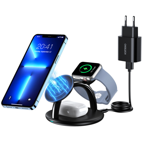 Choetech Distributor - 6932112102713 - CHT150 - Choetech T587-F Wireless Charger 3in1 iPhone 12/13/14, AirPods Pro, Apple Watch black - B2B homescreen