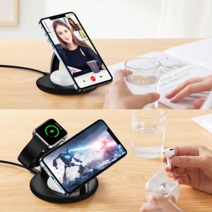 Hurtownia GSM - Vezeték nélküli töltőállomás Choetech T587-F 3w1 iPhone 12/13/14, AirPods Pro, Apple Watch fekete - CHT150 - {ean13} - Hurt