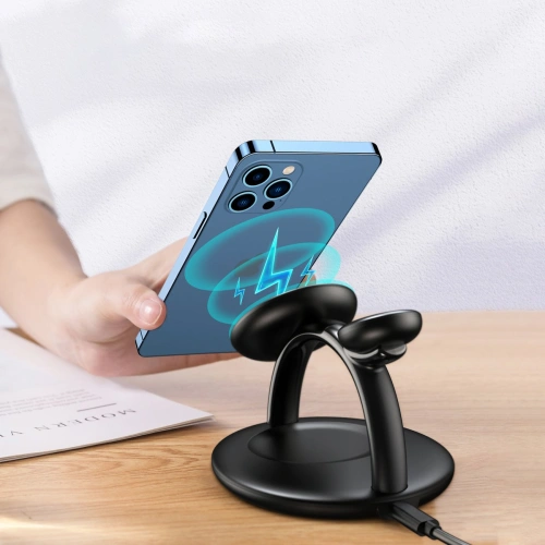 Bezprzewodowa stacja ładująca Choetech T587-F 3w1 iPhone 12/13/14, AirPods Pro, Apple Watch czarny