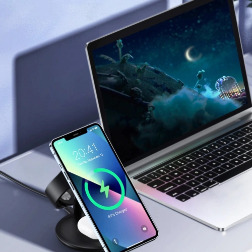 Bezprzewodowa stacja ładująca Choetech T587-F 3w1 iPhone 12/13/14, AirPods Pro, Apple Watch czarny