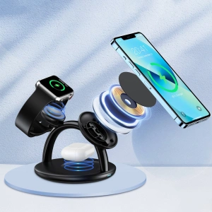 Hurtownia GSM - Vezeték nélküli töltőállomás Choetech T587-F 3w1 iPhone 12/13/14, AirPods Pro, Apple Watch fekete - CHT150 - {ean13} - Hurt