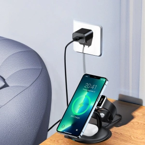 Hurtownia GSM - Vezeték nélküli töltőállomás Choetech T587-F 3w1 iPhone 12/13/14, AirPods Pro, Apple Watch fekete - CHT150 - {ean13} - Hurt