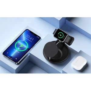 Hurtownia GSM - Drahtlose Ladestation Choetech T587-F 3w1 iPhone 12/13/14, AirPods Pro, Apple Watch schwarz - CHT150 - {ean13} - Hurt