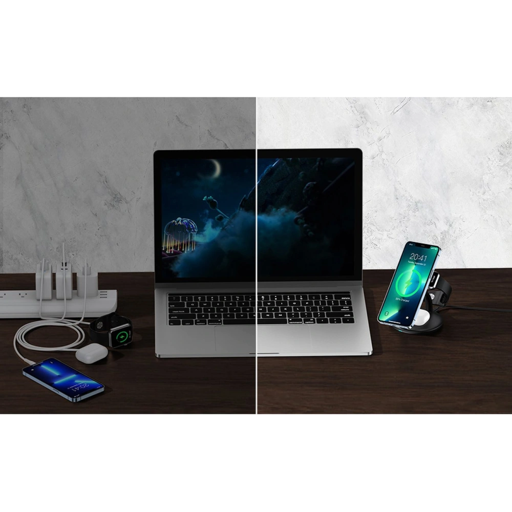 Hurtownia GSM - Vezeték nélküli töltőállomás Choetech T587-F 3w1 iPhone 12/13/14, AirPods Pro, Apple Watch fekete - CHT150 - {ean13} - Hurt