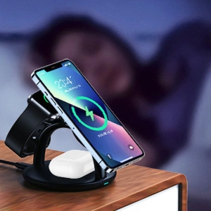Hurtownia GSM - Vezeték nélküli töltőállomás Choetech T587-F 3w1 iPhone 12/13/14, AirPods Pro, Apple Watch fekete - CHT150 - {ean13} - Hurt