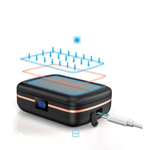 Słuchawki TWS Choetech BH-T05 wodoodporne z panelem słonecznym i powerbankiem 2500mAh czarny