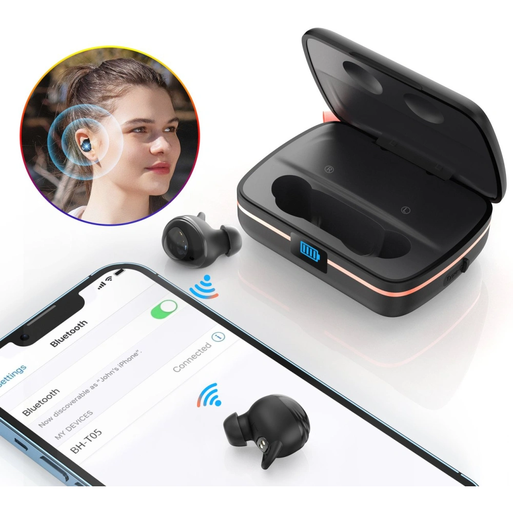 Hurtownia GSM - TWS Kopfhörer Choetech BH-T05 wasserdicht mit Solarpanel und 2500mAh Powerbank schwarz - CHT153 - {ean13} - Hurt