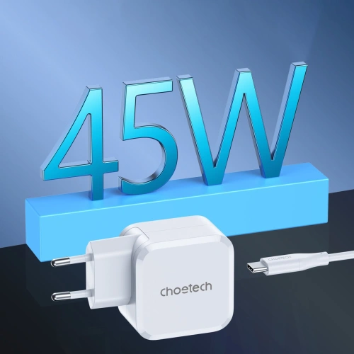 Ładowarka sieciowa Choetech PD8007 USB-C 45W PPS/PD biała