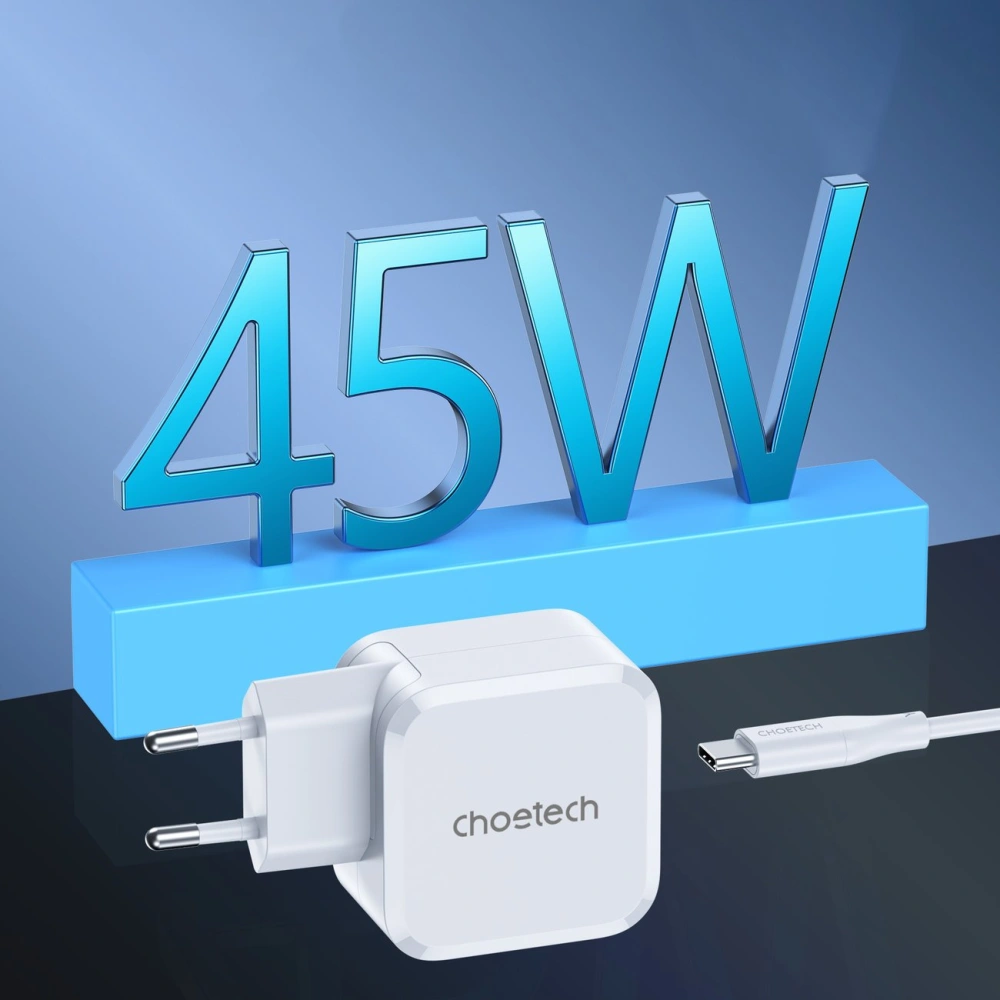 Hurtownia GSM - Töltő Choetech PD8007 USB-C 45W PPS/PD fehér - CHT155 - {ean13} - Hurt
