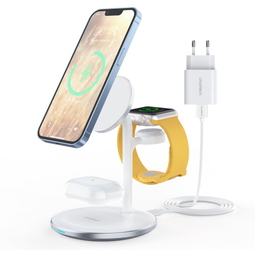 Choetech Distributor - 6932112103604 - CHT156 - Choetech T585-F Wireless Charger 3in1 iPhone 12/13, AirPods Pro, Apple Watch white - B2B homescreen