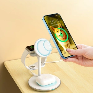 Hurtownia GSM - Vezeték nélküli töltőállomás Choetech T585-F 3w1 iPhone 12/13, AirPods Pro, Apple Watch fehér - CHT156 - {ean13} - Hurt