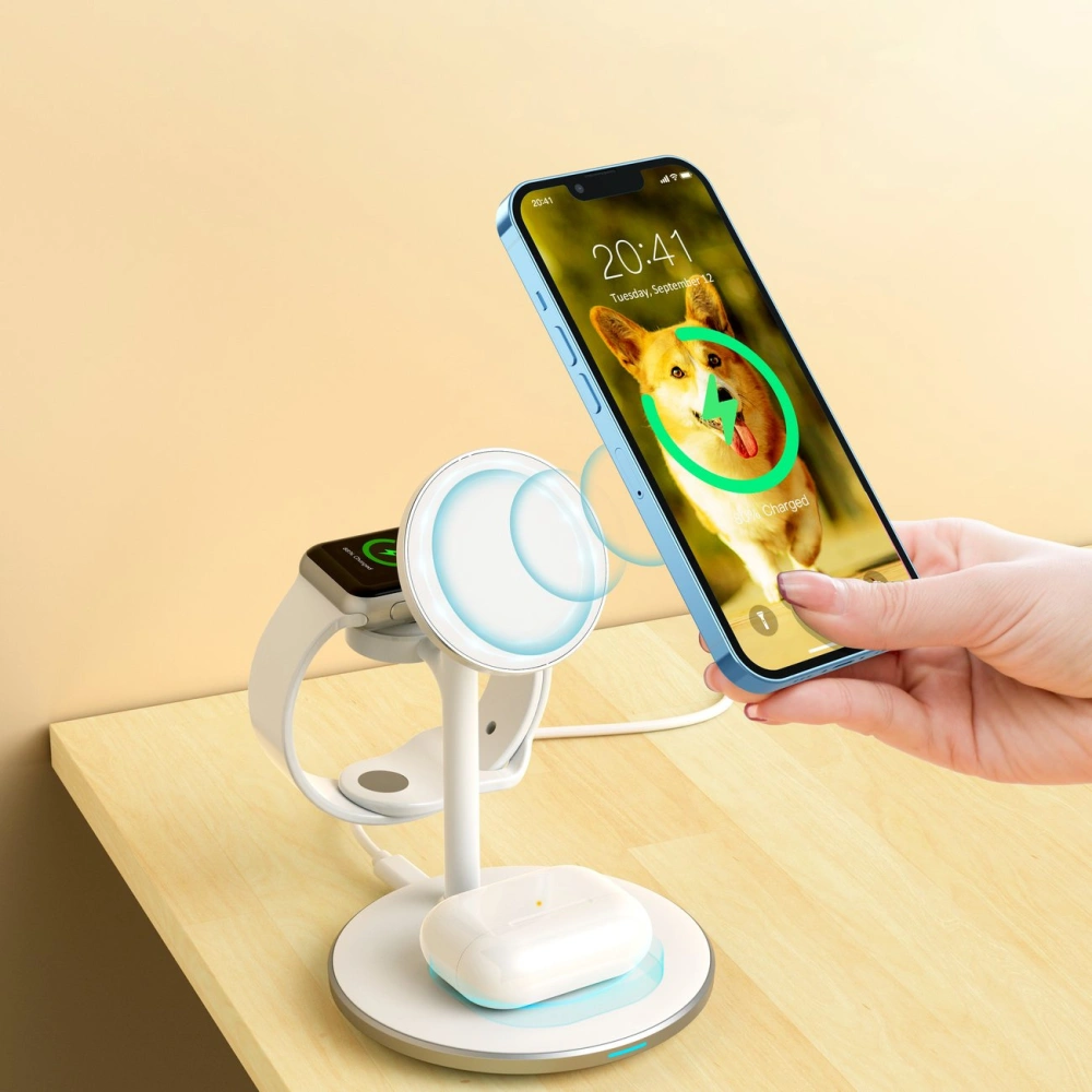 Hurtownia GSM - Vezeték nélküli töltőállomás Choetech T585-F 3w1 iPhone 12/13, AirPods Pro, Apple Watch fehér - CHT156 - {ean13} - Hurt