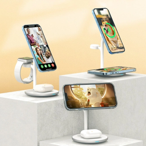 Bezprzewodowa stacja ładująca Choetech T585-F 3w1 iPhone 12/13, AirPods Pro, Apple Watch biały