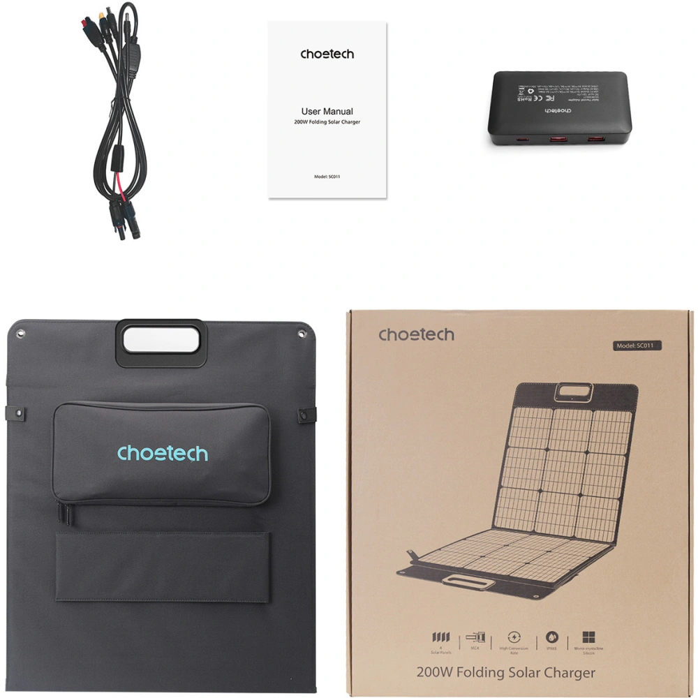 Hurtownia GSM - Solar-Ladegerät Choetech SC011 200W tragbares Solarpanel schwarz - CHT158 - {ean13} - Hurt