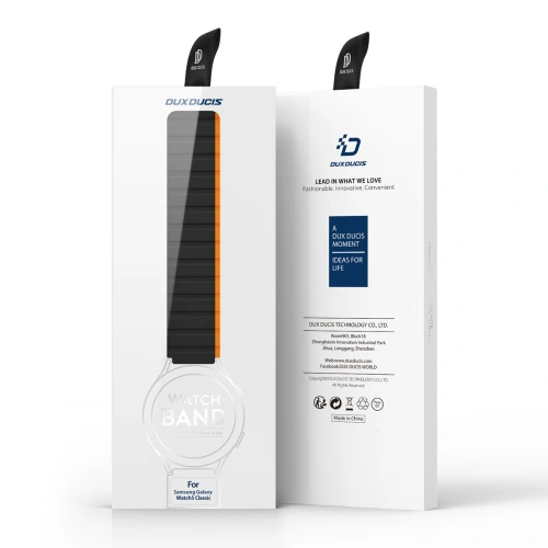Pasek magnetyczny Dux Ducis Strap (20mm LD Version) Samsung Galaxy Watch 6 Pro/6/6 Classic/5 Pro/5/5 Classic czarno-pomarańczowy