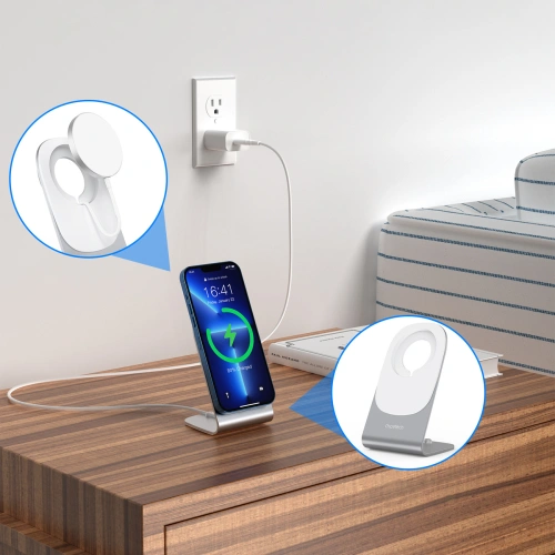 Ładowarka bezprzewodowa Choetech H046+T518-F 15W Qi MagSafe biała