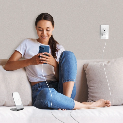 Ładowarka bezprzewodowa Choetech H046+T518-F 15W Qi MagSafe biała