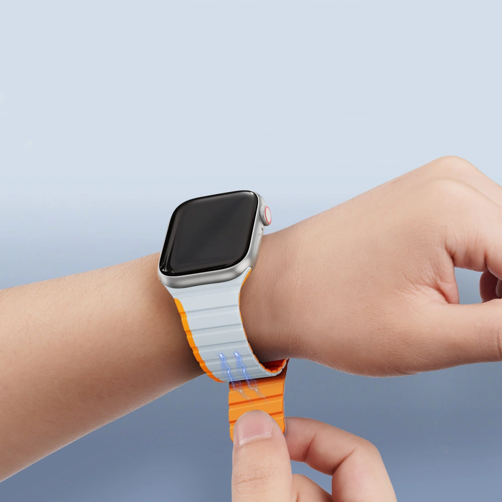 Wholesale Dux Ducis Strap Magnetic Band (LD Version) Apple Watch 4/5/6/7/SE/8/9/Ultra 44/45/49mm gray-orange - DDS1729 - {ean13} - Hurt