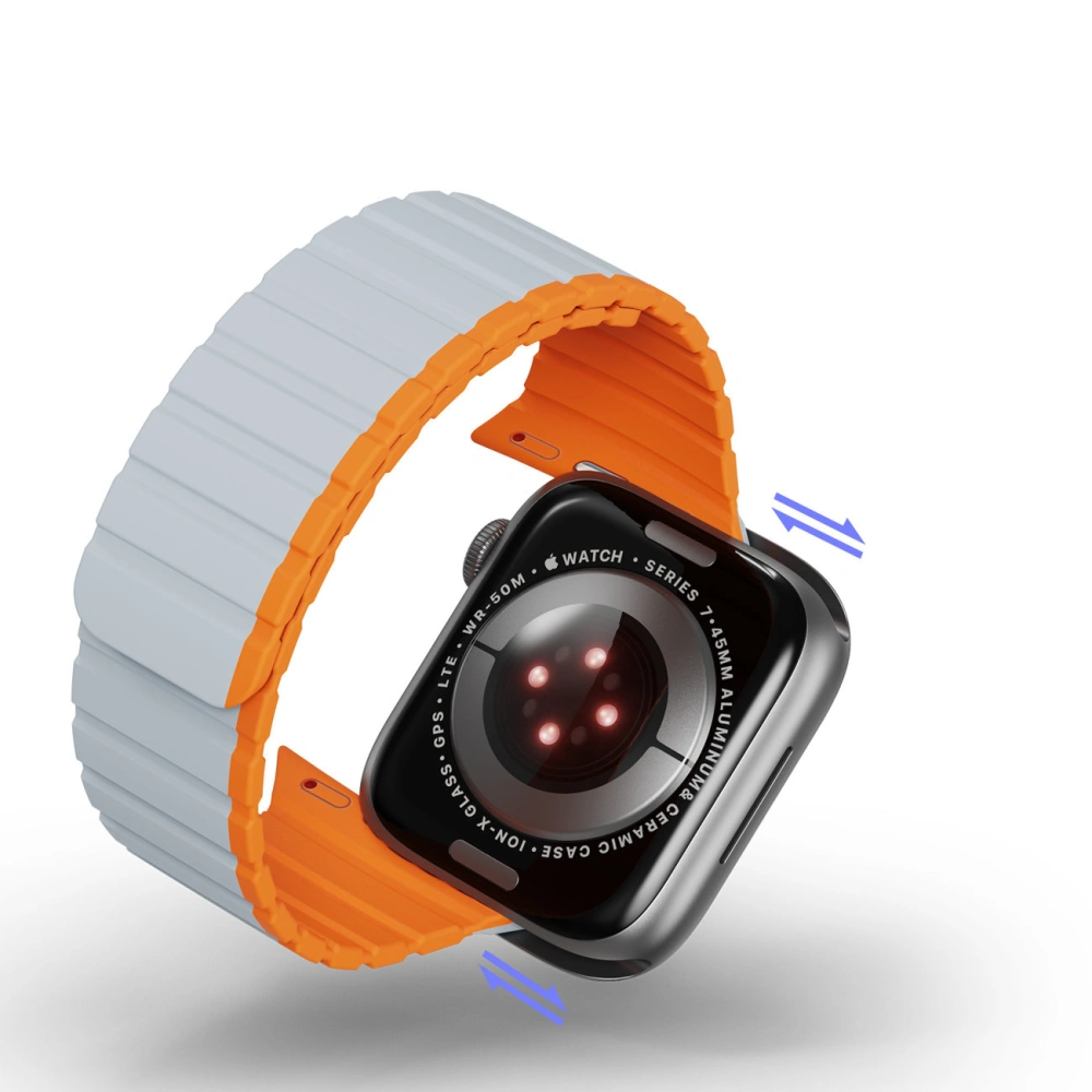 Wholesale Dux Ducis Strap Magnetic Band (LD Version) Apple Watch 4/5/6/7/SE/8/9/Ultra 44/45/49mm gray-orange - DDS1729 - {ean13} - Hurt