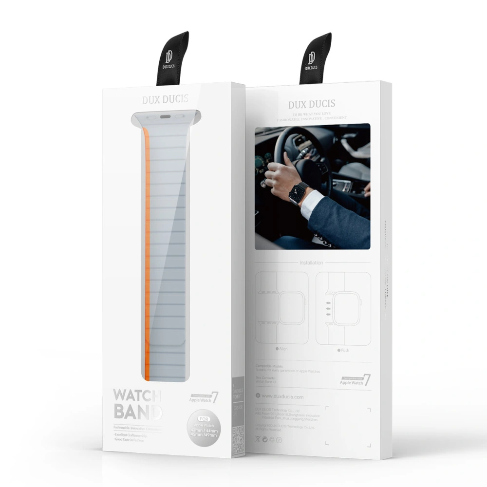 Hurtownia GSM - Páskový magnet Dux Ducis Strap (LD verze) Apple Watch 4/5/6/7/SE/8/9/Ultra 44/45/49mm šedo-oranžový - DDS1729 - {ean13} - Hurt