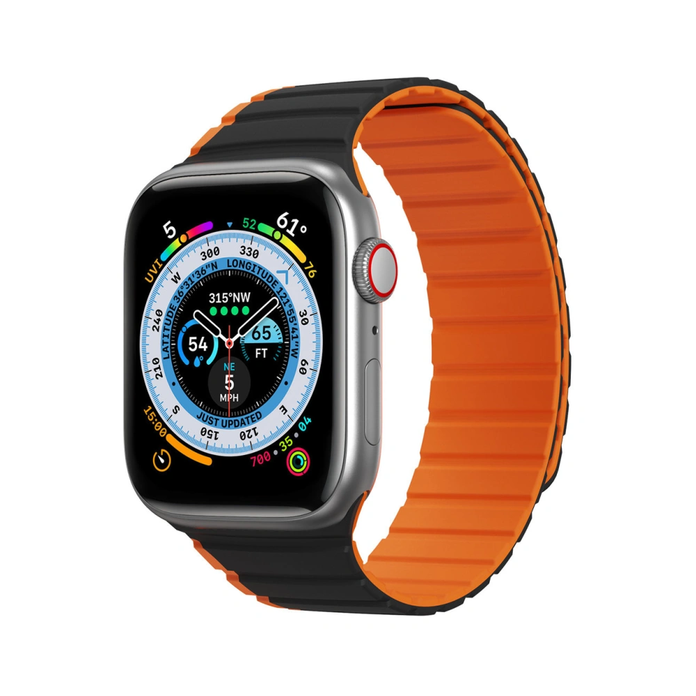 Hurtownia GSM - Dux Ducis Strap (LD Version) mágneses szíj Apple Watch 4/5/6/7/SE/8/9/Ultra 44/45/49mm fekete-narancs - DDS1730 - {ean13} - Hurt